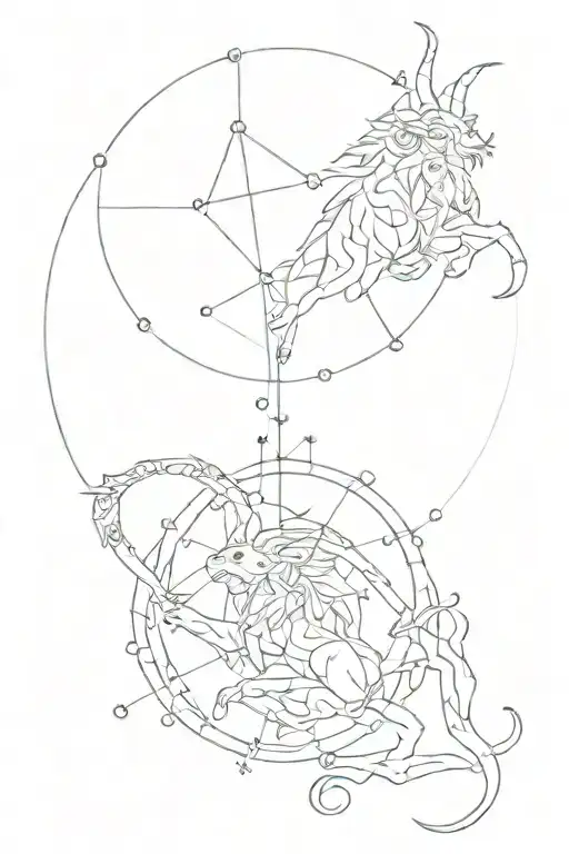 Cancer Leo Capricorn constellations intertwined tattoo design idea