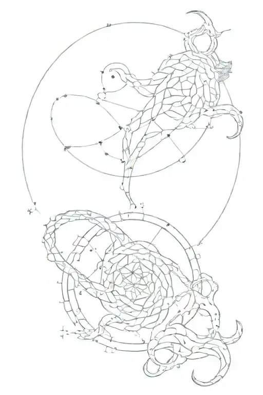 Cancer Leo Capricorn constellations intertwined tattoo design idea