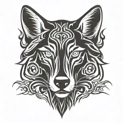 wolf head stencil art tattoo design idea