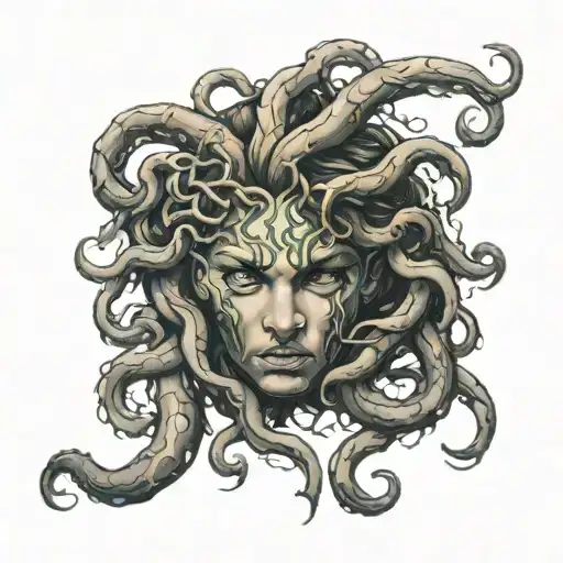 medusa head crying eyes tattoo design idea