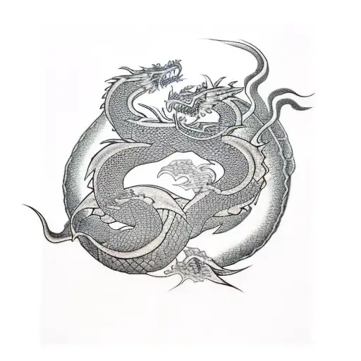 A physical therapy symbol intertwined with a dragon tattoo design idea