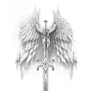 the cross  sword  Angel of Death tattoo design idea
