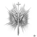 the cross  sword  Angel of Death tattoo design idea