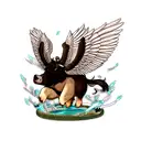 boar with wings tattoo design idea