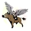 boar with wings tattoo design idea