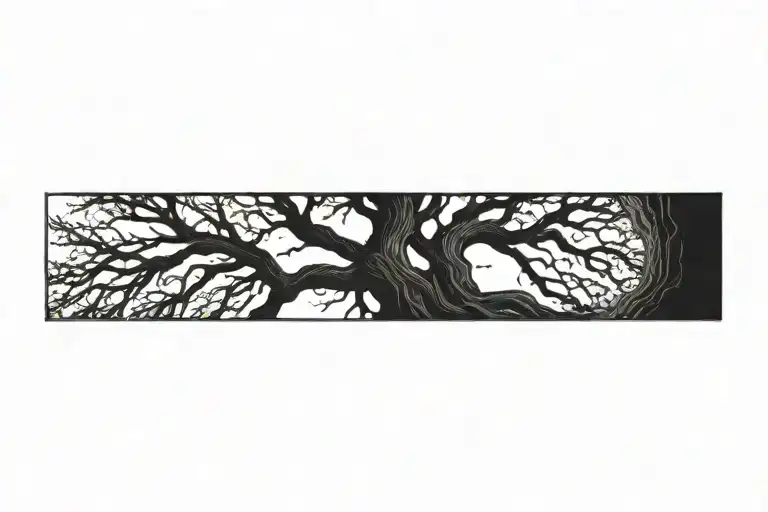 Blackout tree roots tattoo design idea