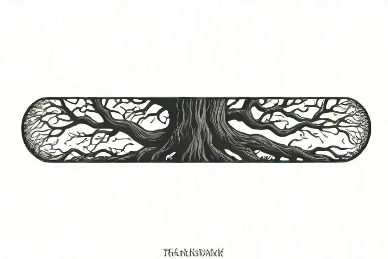 Blackout tree roots tattoo design idea