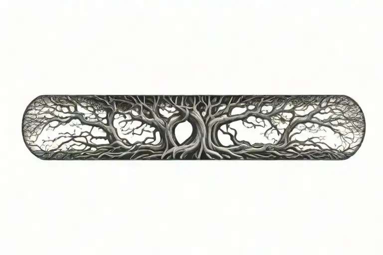 Blackout tree roots tattoo design idea