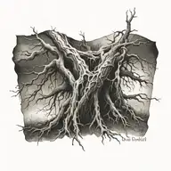 Blackout tree roots tattoo design idea