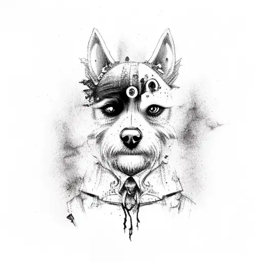 zombie dog tattoo design idea