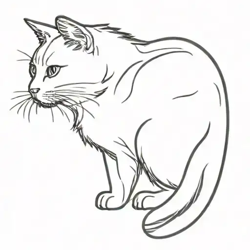 black and white cat side ways with one front paw around an arm tattoo design idea