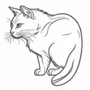 black and white cat side ways with one front paw around an arm tattoo design idea
