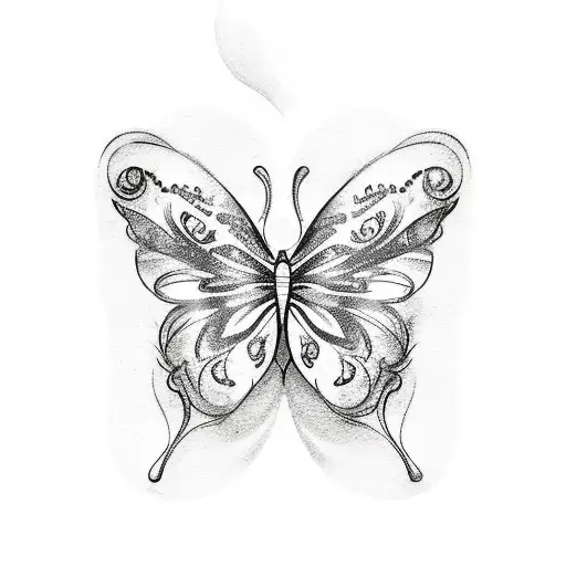 A tattoo of a butterfly made up of country music lyrics and a wine glass tattoo design idea