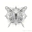 A tattoo of a butterfly made up of country music lyrics and a wine glass tattoo design idea