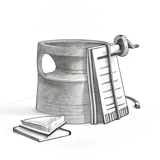 water Well with book instead of bucket tattoo design idea