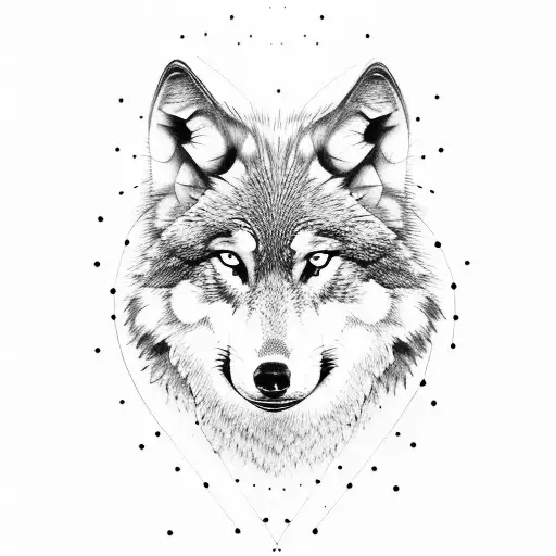wolf bitting star tattoo design idea