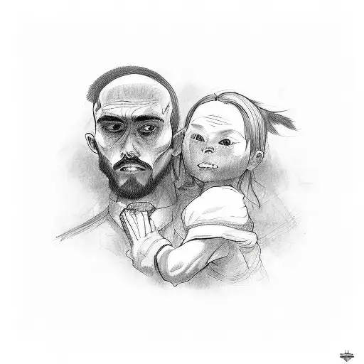 a man and woman killing their kid cause it's ugly  tattoo design idea