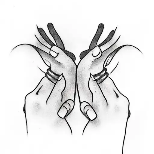 Can you make a tattoo on the left hand on the middle finger is a man and on the index finger is a woman and they are pus tattoo design idea