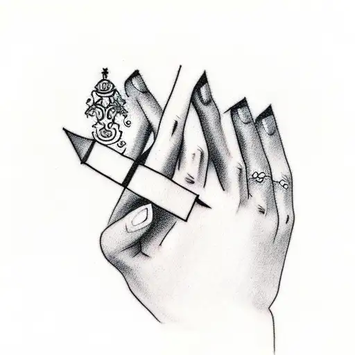 Can you make a tattoo on the left hand on the middle finger is a man and on the index finger is a woman and they are pus tattoo design idea