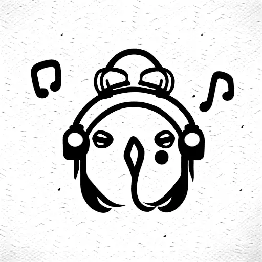 cartoon chicken wearing headphones tattoo design idea