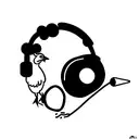 cartoon chicken wearing headphones tattoo design idea
