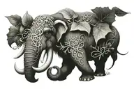 mammoth covered in ivy vines tattoo design idea