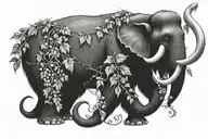 mammoth covered in ivy vines tattoo design idea