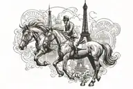 My horses name 'Sir Caramello'. Instead of the two l's put eiffel towers to show participation in the paris olympics  tattoo design idea