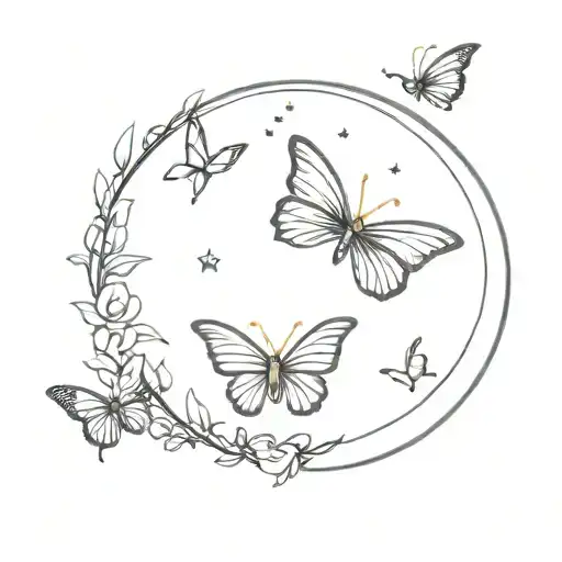 butterfly moon mother  tattoo design idea