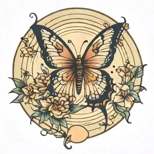 butterfly moon mother  tattoo design idea