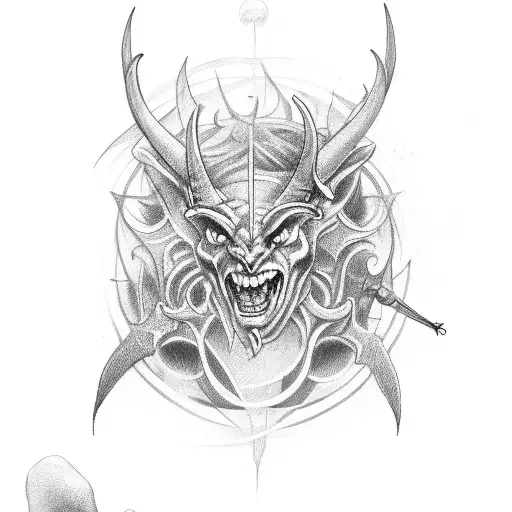Devil with prostitutes tattoo design idea