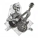 skeleton playing guitar tattoo design idea