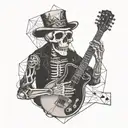 skeleton playing guitar tattoo design idea
