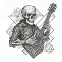 skeleton playing guitar tattoo design idea