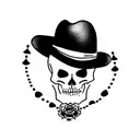 skeleton wearing a sombrerro, driving a convertible tattoo design idea