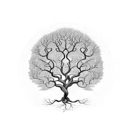 A family tree with branches bending in unique directions, signifying the beauty of unconventional growth tattoo design idea