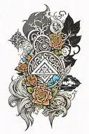A tattoo design featuring all four elements from Avatar (fire, earth, water, wind)  tattoo design idea