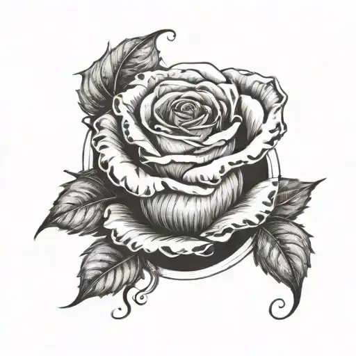 DC letter with rose surrounded tattoo design idea