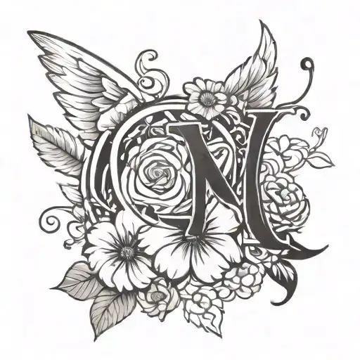 DC  letters, flower, love, cutie pie, angel look, small tattoo design  tattoo design idea