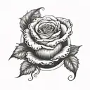 DC letter with rose surrounded tattoo design idea