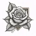 DC letter with rose surrounded tattoo design idea