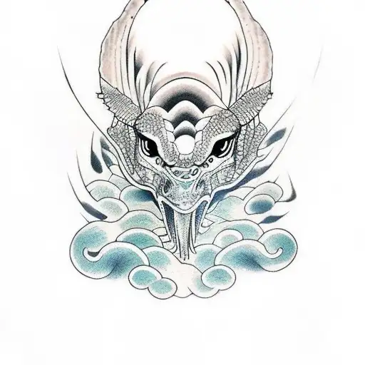 grulla encima de tortuga  tattoo design idea