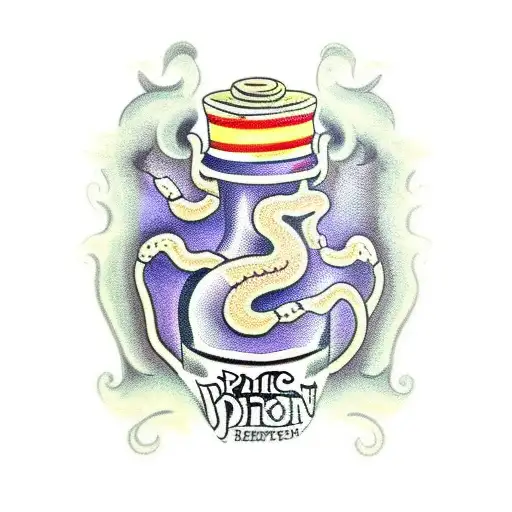 poison bottle with a snake tattoo design idea