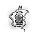 poison bottle with a snake tattoo design idea