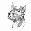 Hairless sphinx cat wearing a celestial crown tattoo design idea