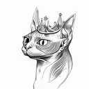Hairless sphinx cat wearing a celestial crown tattoo design idea
