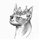 Hairless sphinx cat wearing a celestial crown tattoo design idea