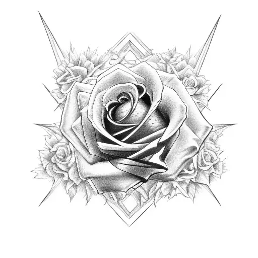 rose dove cross tattoo design idea