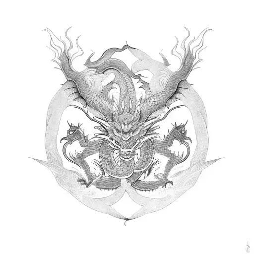 zen dragon aries tattoo design idea