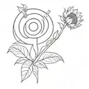 A minimalist tattoo design of a god-like figure holding a sunflower as a symbol of power and creation tattoo design idea